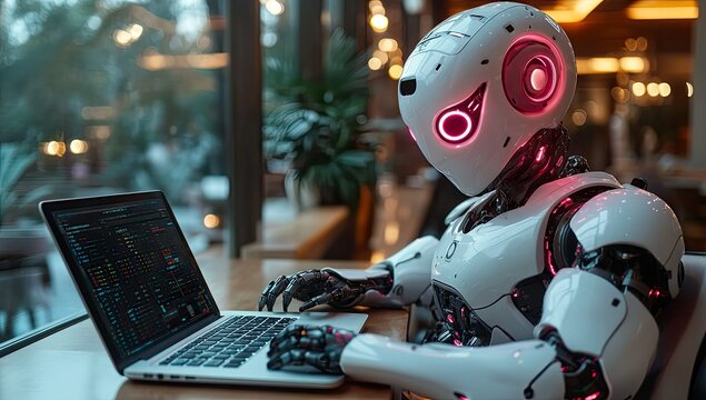 Robot trading stocks with cafe.