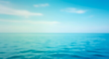 Naklejka premium Ocean Water and Sky Gradient Blurred Background in Teal Blue