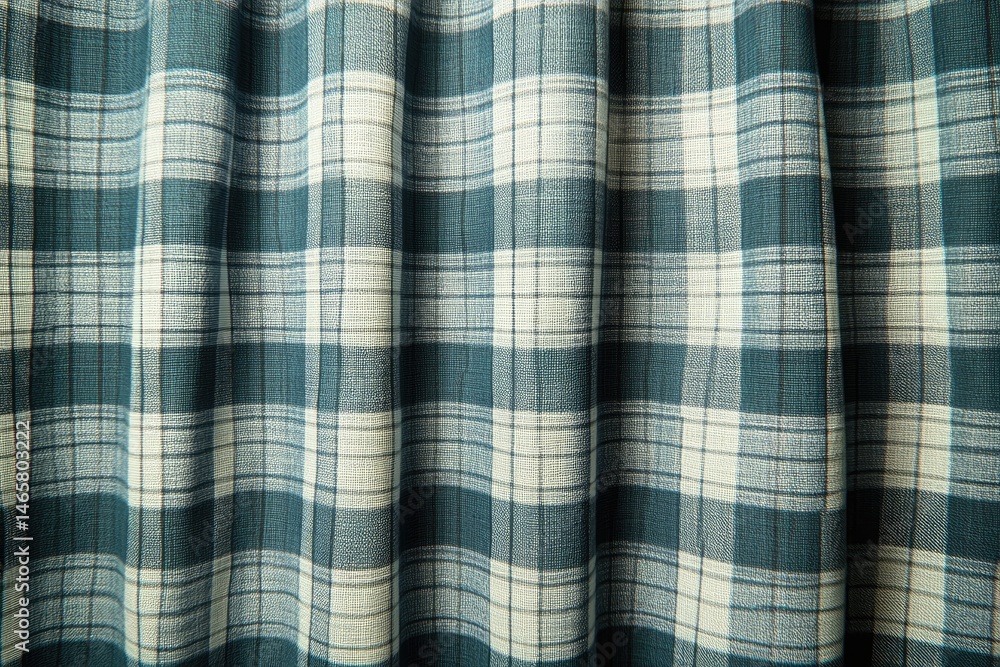Poster closeup view of a textured fabric with a checked pattern.