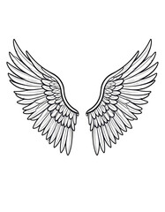 Fototapeta premium Elegant Black and White Illustration of Angel Wings for Design Use