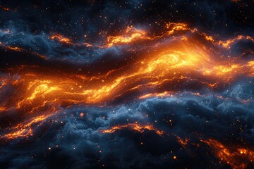 Fiery nebulae of space, a cosmic landscape.