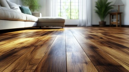 Modern living room with wooden floor