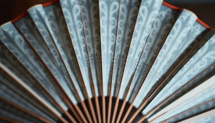 close up of a blue and white fan