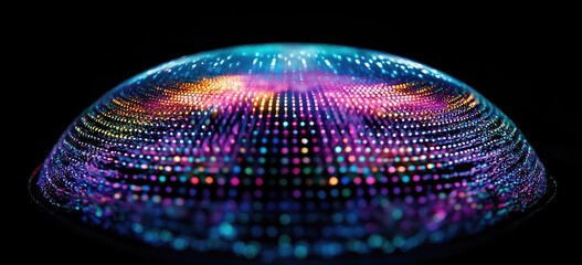 A vibrant disco ball reflecting colorful lights in a lively party atmosphere. creating a festive and energetic backdrop for social gatherings and celebrations