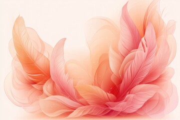 Delicate, flowing feather design in soft peachy hues.