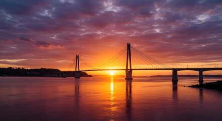 Bridge at Sunset Over Water