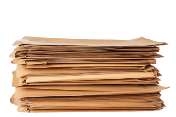 Neatly stacked brown file folders on shelf