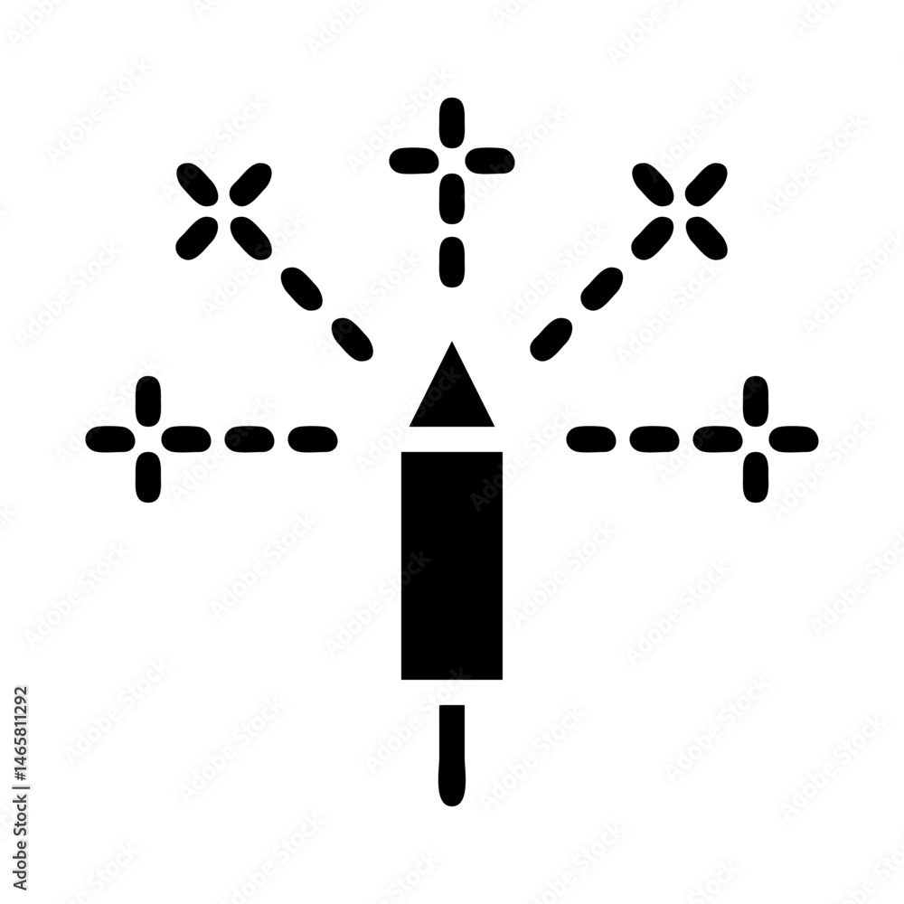 Poster silhouette of a sparkling firework, creating an abstract celebratory design