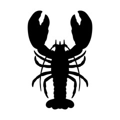 lobster or crayfish silhouette vector illustration. Seafood silhouette. Isolated seafood on white background