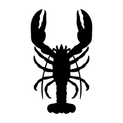 lobster or crayfish silhouette vector illustration. Seafood silhouette. Isolated seafood on white background