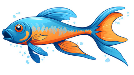 Fototapeta premium Vibrant fish leaping above water surface in a simple and beautiful illustration