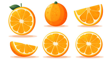 Detailed flat vector illustration of sliced orange fruit on white background for professional designs