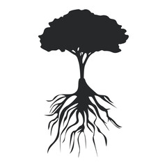 black tree with roots