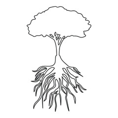 white tree with roots