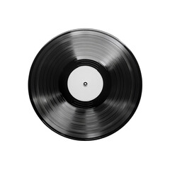 Obraz premium Black Vinyl Record with White Label - Top View