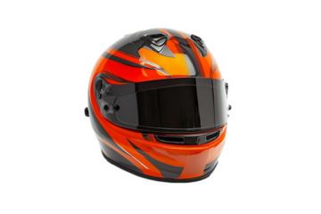 Racing helmet with bold orange design