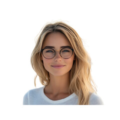 Obraz premium Confident Young Woman with Blonde Hair and Round Glasses