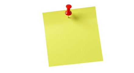 Yellow Sticky Note with Red Pushpin: Blank Reminder Note