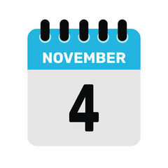 november 4 calendar icon Vector page month design