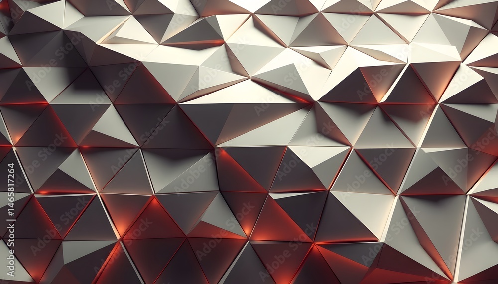 Fototapete Abstract Triangular Mosaic. Dynamic 3d Shape Pattern. Geometric Design, With Illuminating Light. Modern Art Style.