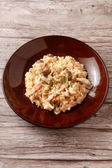 キノコとベーコンの玄米リゾット