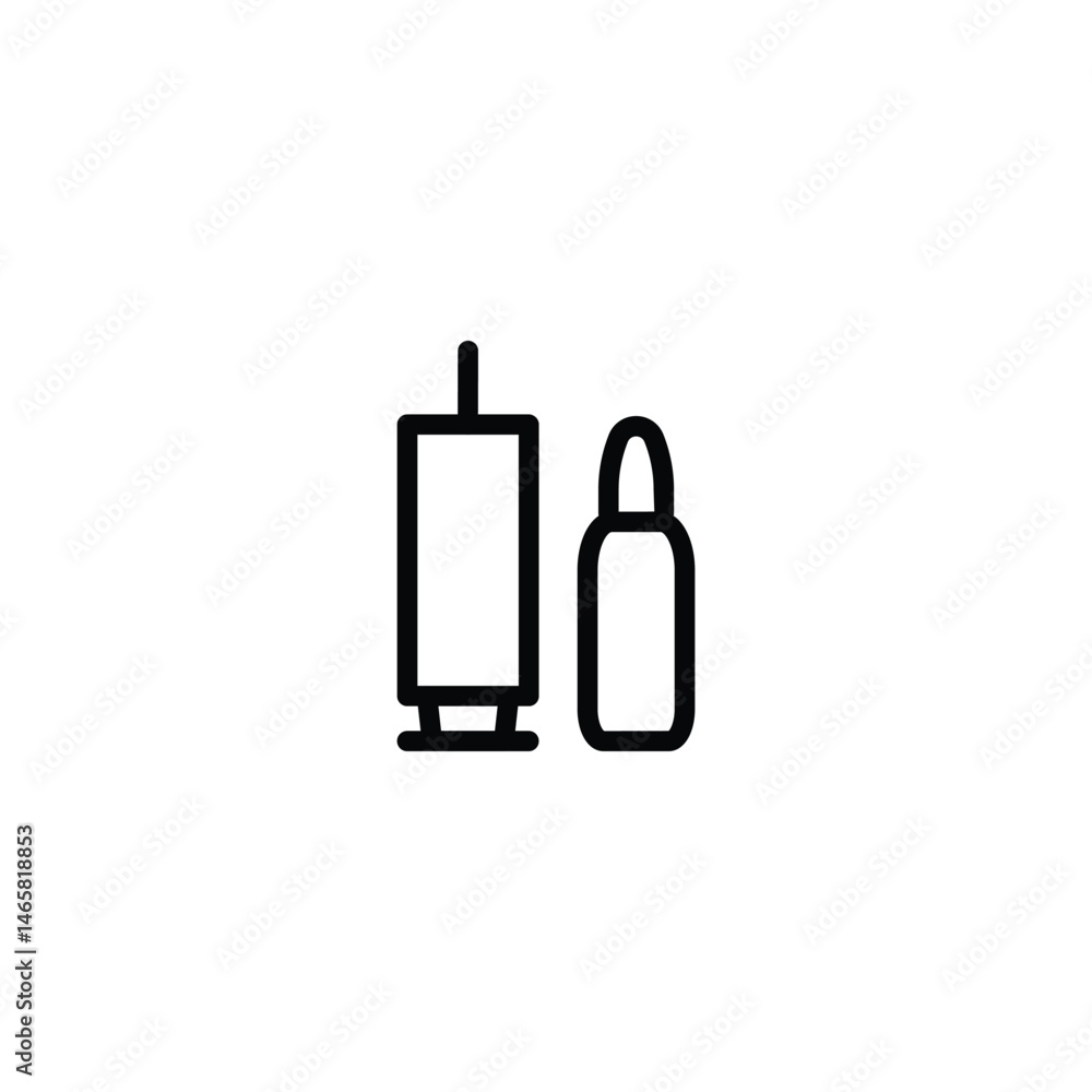 Poster vaccine and medical syringe outline icon vector design good for web or mobile app