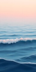 Fototapeta premium Peach Fuzz Ocean Waves. Gentle Waves Rolling. Calming Seascape Illustration. Serene Beach Scene. Pastel Colored Ocean. Relaxation And Tranquility Visual.