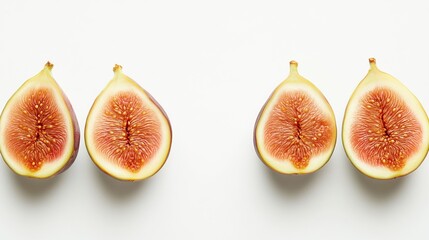 Fresh fig halves arranged in a row