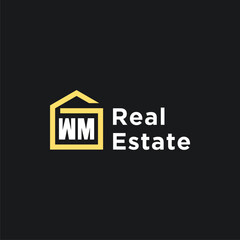 WM initials minimalist creative real estate logo vector