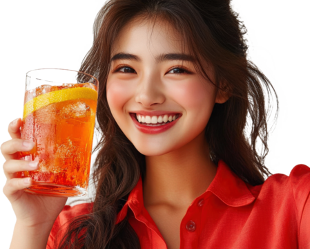 Young Woman Enjoying a Refreshing Drink