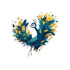 Obraz premium Stylized Peacock with Vibrant Feathers, presenting a modern and colorful avian illustration.
