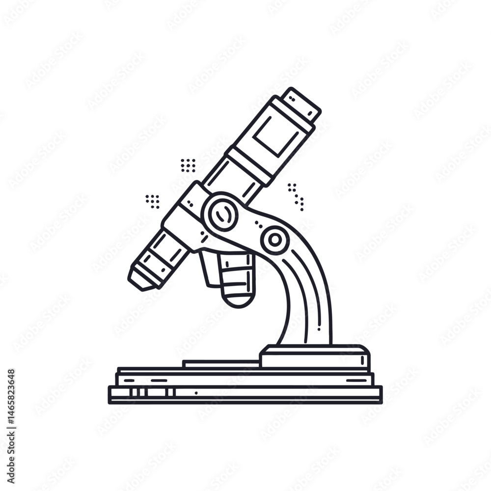 Poster a linear outline of a microscope is presented against a transparent background