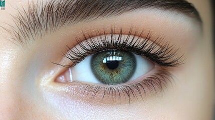 Obraz premium Closeup Green Eye with Lashes.
