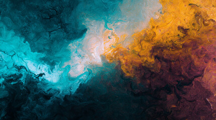 Abstract art painting teal gold purple fluid acrylic pour background wallpaper texture modern design