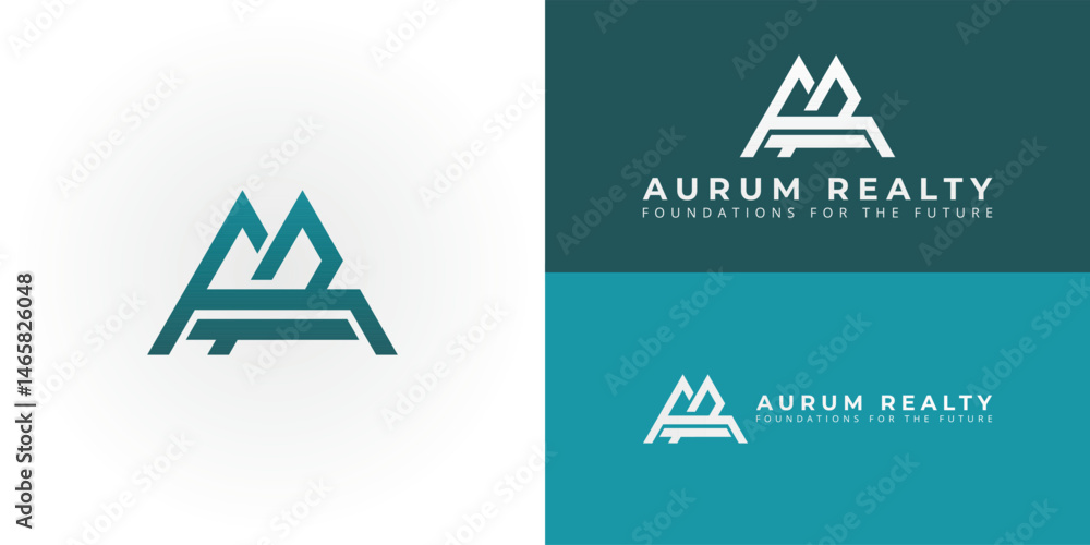 Poster the logo features abstract mountain shapes interconnected by a strong horizontal line. this design s