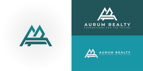 The logo features abstract mountain shapes interconnected by a strong horizontal line. This design subtly incorporates the initials AR, symbolizing visionary real estate and property development value
