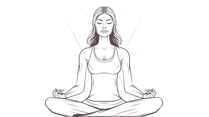 Professional continuous line art vector illustration of a yoga girl for design projects