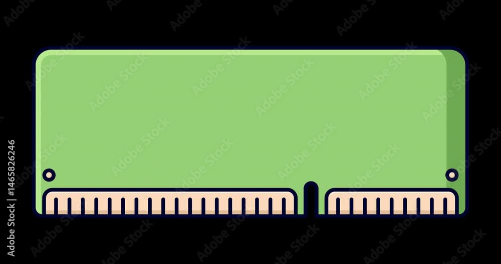 Fototapete RAM memory computer animation. Computer RAM animation. Random access memory. Flat cartoon style. Transparent background with alpha channel