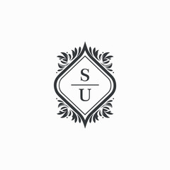 Fototapeta premium SU Initials Wedding Logo Vector Art Icons and Graphics