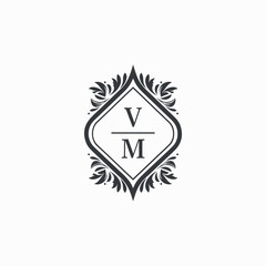 VM Initials Wedding Logo Vector Art  Icons  and Graphics