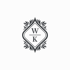 WK Initials Wedding Logo Vector Art  Icons  and Graphics