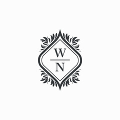 WN Initials Wedding Logo Vector Art  Icons  and Graphics