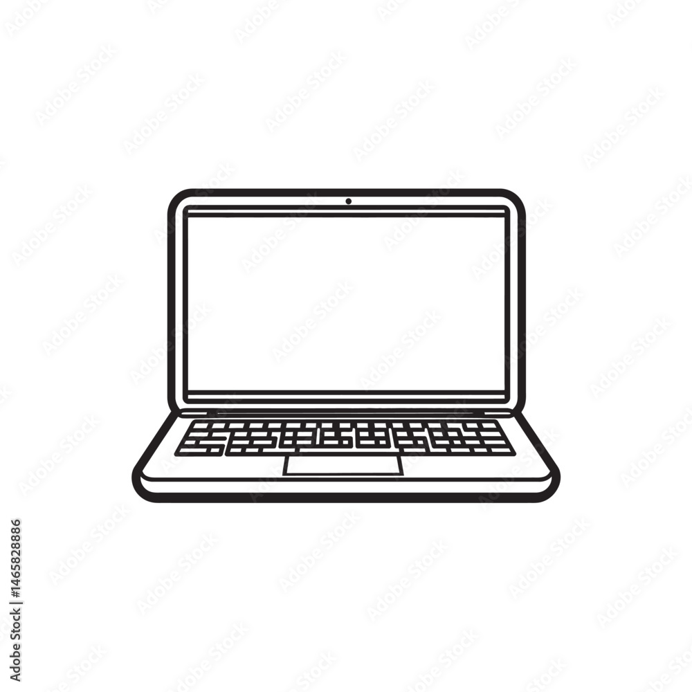 Poster a simplistic outline shows a common laptop with a screen and keyboard prominently displayed