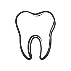 Obraz premium A single molar is drawn simply using black lines on a white background