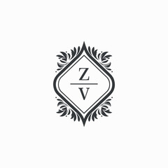 ZV Initials Wedding Logo Vector Art  Icons  and Graphics