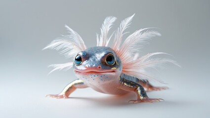 Fototapeta premium Delicate Pink Fantasy Creature with Ethereal Feathers