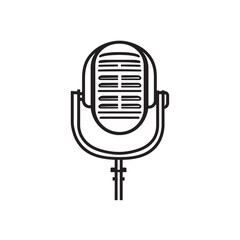 Fototapeta premium An artistic black and white line drawing depicts a classic retro microphone