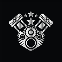 Auto Repair Service Icon Vector Logo Design Template. Car Mechanic Logo. Piston and Cog Wheel Gear Icon Vector Logo Template Design Illustration.
