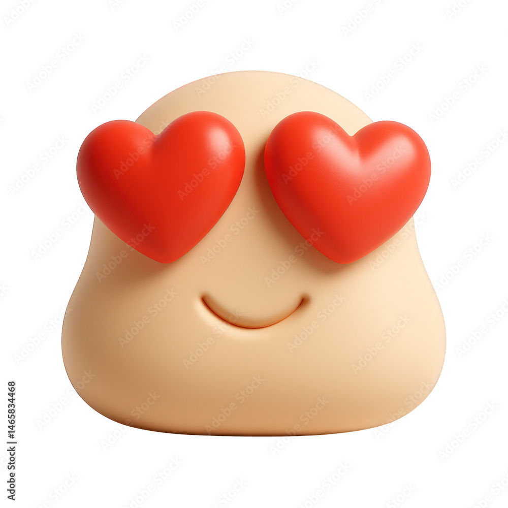 Poster a charming character shows affection with vibrant red heart eyes and a sweet, simple smile in a smoo