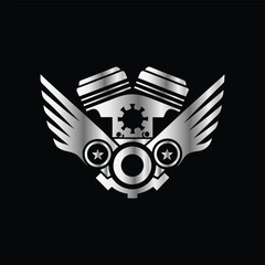 Auto Repair Service Icon Vector Logo Design Template. Car Mechanic Logo. Piston and Cog Wheel Gear Icon Vector Logo Template Design Illustration.
